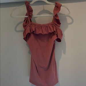 Ruffled Sleeveless Top in Rust